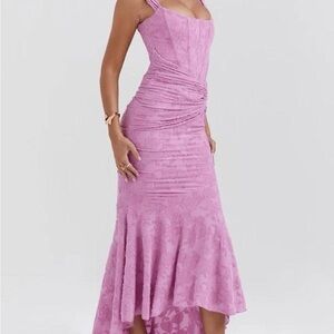 Elegant Pink Lace Women Dress